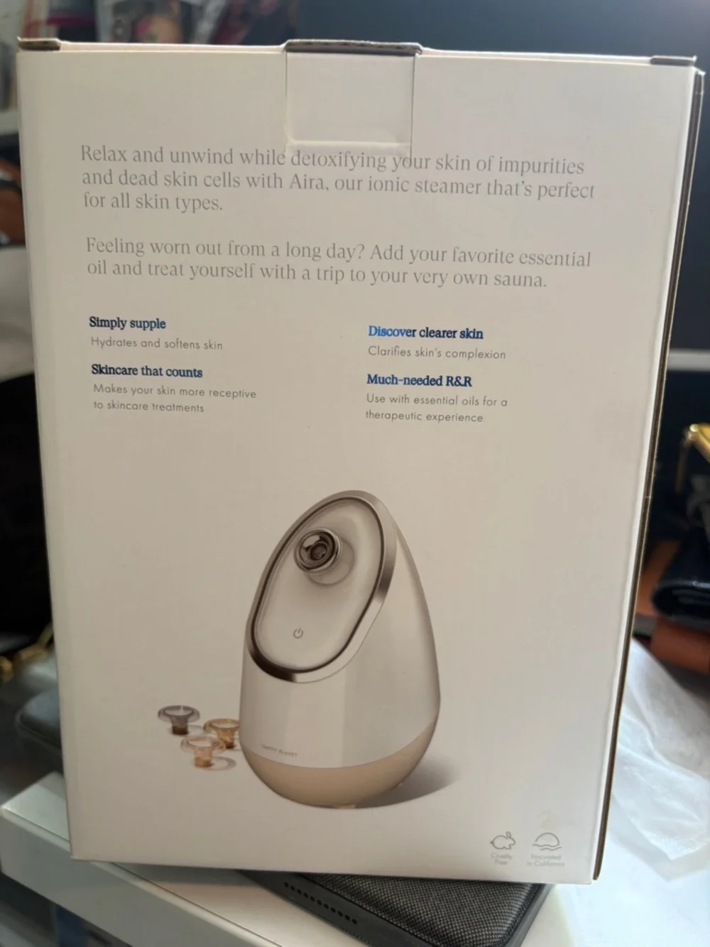 NEW IN BOX - Aira Ionic Facial Steamer - Cream/Gold - Picture 6 of 9